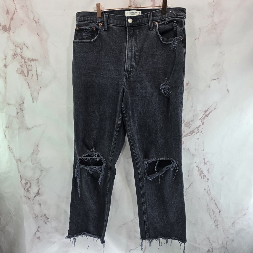 Abercrombie & Fitch Jeans Womens 31 12 X 26 Black 90s Straight Ultra High Rise